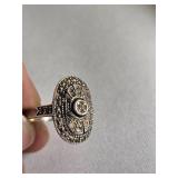Vintage Sterling Cocktail Rings Art Deco Styling with Marcasite Gems *As Is*