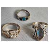 Vintage Sterling Cocktail Rings Varying Stylings