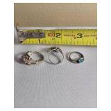 Vintage Sterling Cocktail Rings Varying Stylings