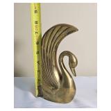 Hollywood Regency Brass Swan Bookends