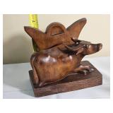 Carved Wooden Water Buffalo Bookends