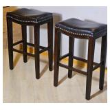 Saddle Style Faux  Leather Tack Counter Stools
