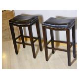 Saddle Style Faux  Leather Tack Counter Stools
