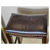 Saddle Style Faux  Leather Tack Counter Stools