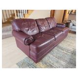 Handsome Burgundy Leather Sofa from Flex Steel