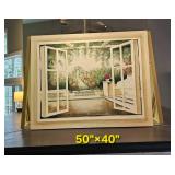 Hand-Painted Tuscan Courtyard Dcor Art