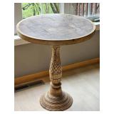 Shabby Chic pedestal Side Table with unique End Grain Mosaic Top