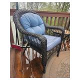 Windsor Back Wicker Armchair Pair with Side Table