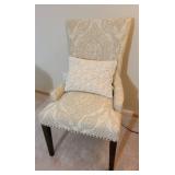 Pier One Beige Monochrome Paisley Slipper Chair with Tack Detail
