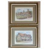 English Historic Home Framed Prints, pair