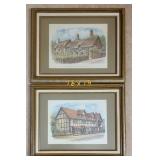 English Historic Home Framed Prints, pair