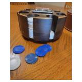 Vintage Poker Chips and Dealers Caddy