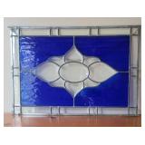 Cobalt Blue Stained Glass Art Panel