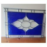 Cobalt Blue Stained Glass Art Panel