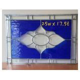 Cobalt Blue Stained Glass Art Panel