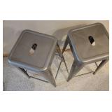 Industrial Metal Counter  Stools, pair