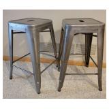 Industrial Metal Counter  Stools, pair