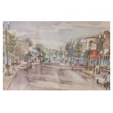 Original Framed Watercolor  ~ Excelsior MN Water Street