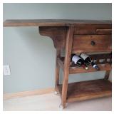 Rustic Wood Rolling Kitchen Work Cart