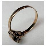 Delicate 10K Yellow Gold Garnet and Seed Pearl Ring ~ size 7,