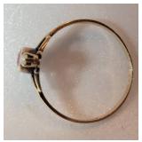Delicate 10K Yellow Gold Garnet and Seed Pearl Ring ~ size 7,