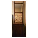 Rustic Wood Cabinet with Mirror and Cork Back Accent Panel