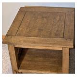 Mission Style Wood End Table with Drawer and Shelf - A