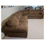 Flexsteel Large Brown Sectional Sofa with Plush Cushions