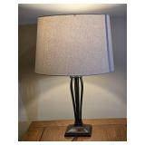 Contemporary Table Lamp with Rectangular Base and Drum Shade
