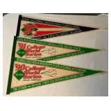 (3) College World Series Vintage Baseball Pennants 1990, 1991, and 1992