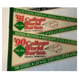 (3) College World Series Vintage Baseball Pennants 1990, 1991, and 1992