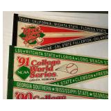 (3) College World Series Vintage Baseball Pennants 1990, 1991, and 1992