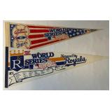 (2) 1985 World Series Baseball Vintage Pennants - Cardinals / Royals