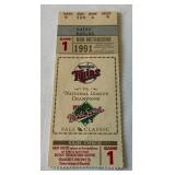 1991 World Series Game 1 Ticket - Minnesota Twins Baseball HHH Metrodome