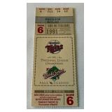 1991 World Series Game 6 Ticket - Minnesota Twins Baseball HHH Metrodome