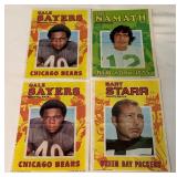 (4) 1971 Topps Football Posters - (2) Gale Sayers, Bart Starr, Joe Namath