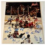 1980 Olympic Hockey Team Autographed 16x20' Photo w/ Steiner COA - Miracle on Ice! - Herb Brooks + All 20 Players: Mark Pavelich, Bob Suter,  Neal Broten, Jim Craig, Mike Eruzione, Mark Wells, John Ha