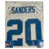 Barry Sanders Autographed Jersey w/ Beckett COA Custom Framed, Matted, Photos - 34'x35' - Detroit Lions Football