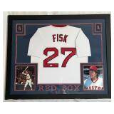 Carlton Fisk Autographed Jersey w/ JSA COA - Custom Framed and Matted 43.5'x35.5' Boston Red Sox Baseball