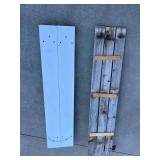 Rustic Holiday Wood Signs - Snowman Panel and JOY Sign with Wreath (Lot of 2)