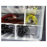 Assorted Lures in Clear Tackle Box & Daiichi Bleeding Bait Hooks