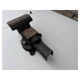 Vintage Cast Iron Bench Vise with Wooden Jaw Inserts