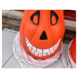 Two Large Jack-O-Lantern Halloween Props - Hollow Plastic Pumpkins for Outdoor Display