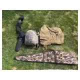 Camouflage Rifle Case, Sling, Camouflage Pack & Burlap Sack