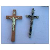Mixed Lot - Wooden Crucifix, Metal Cross, Storage Box & Ceramic Animal Figurines