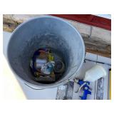 Assorted Tools & Hardware - Tool Shop Level, Spray Guns, Rubbermaid Bucket