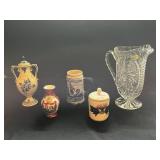 MacLeod Monaco Delftware & West German Lead Crystal Handcut Pitcher - Assorted Glassware