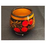 Berezka Khokhloma Style Russian Lacquered Wood Bowl & Lidded Jars Set