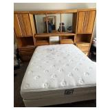 Blackhawk Furniture Oak Finish Wardrobe / Wall Cabinet with Center Mirror - queen sz mattress & frame optional