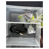 Assorted Lures in Clear Tackle Box & Daiichi Bleeding Bait Hooks